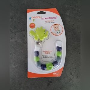 New! Petite Creations Pacifier Clip, Dinosaur with Beads